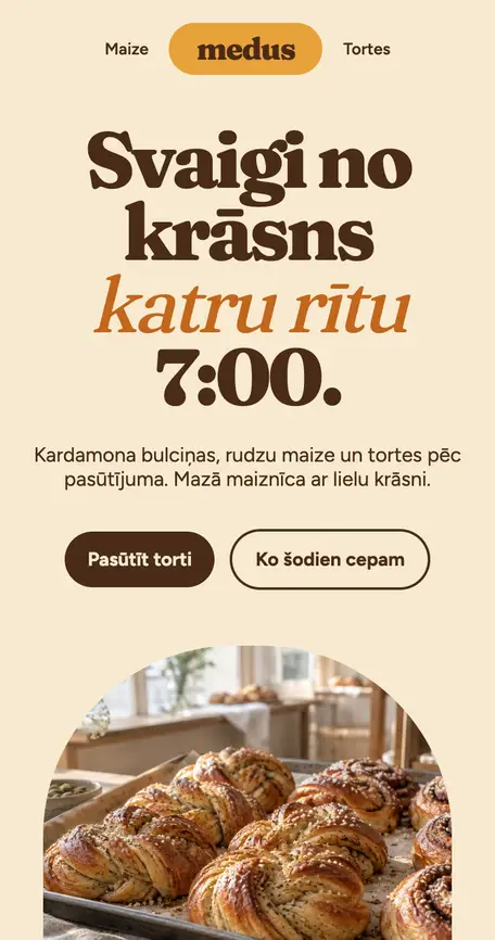 Maiznīcas mājaslapa telefonā